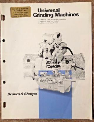 Vintage 1975 Brown & Sharpe Universal Grinding Machines Product Brochure