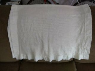 Vtg Thermal Waffle Weave Blanket Acrylic Off White Baby WPL1675 USA Cannon Nylon 2