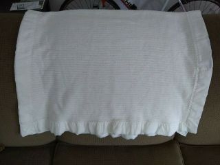Vtg Thermal Waffle Weave Blanket Acrylic Off White Baby WPL1675 USA Cannon Nylon 3