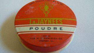Vtg Sample Size Face Powder Lajaynees Poudre W.  T.  Rawleigh Co Freeport Tin Box