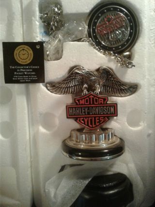 Franklin Harley Davidson Low Rider Pocket Watch W/ Stand Vintage Nib