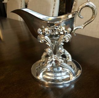 Vintage Tilting Gravy Boat With Warmer - Silver - Plated