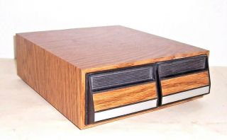 Vintage 2 Drawer 26 Audio Cassette Tape Storage Holder Organizer Faux Wood