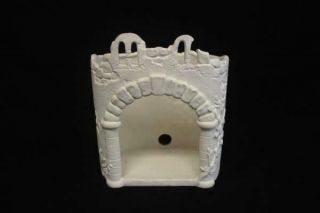 Vintage White Ceramic Ready - To - Paint Pottery Castle Fire Place Brick Vines