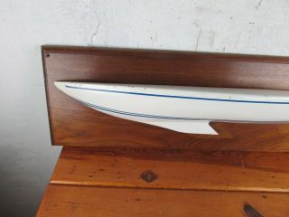Ship Model Half Hull Vintage Carved Wood Painted Boat Model Plaque Great Look 2