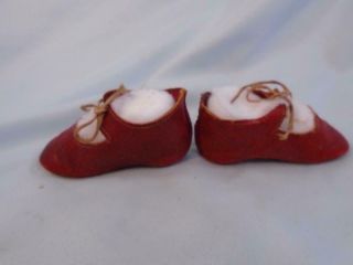 Antique Doll Shoes Red Leather German or French Bisque Dolls 2