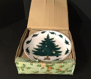 Set Of 6 Vtg 1950s Geo Z Lefton Christmas Tree 8.  5 " Plates 2886 Holly Orig Box