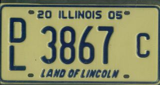 Illinois 2005 License Plate " Dl 3867 C " Dealer