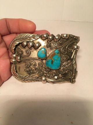 Vintage Turquoise And Silver Native American Belt Buckle End Of Day?