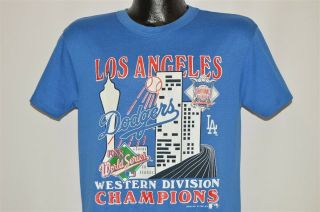Vtg 80s Los Angeles Dodgers 1988 Western Division Champs World Series T - Shirt M