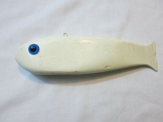 White Vintage Homemade Wood Ice Fishing Decoy For Pike 7 " Long