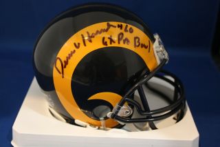 Autographed Dennis Harrah Los Angeles Rams Mini Helmet With