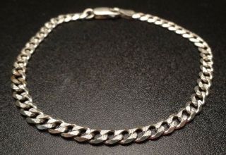 Vintage Delicate Simple Curb Chain Bracelet Sterling Silver 925 7 " Long