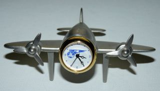 Vintage Pan Am Airlines Metal Airplane Desk Clock Rare Old Stock A5