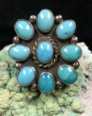 Vintage,  Native American Sterling Silver & Turquoise “alvene” Old Pawn Ring