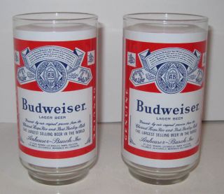 9pair Of Budweiser Lager Collectible Glasses 14 Oz Vintage Beer Can Design Retro