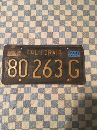 Vintage California License Plate 80 263 G
