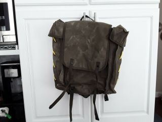 Vintage Military Canvas Backpack/ Rucksack - Olive Green Heavy Canvas
