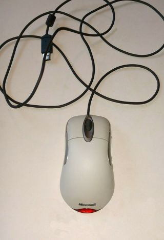 Vintage Microsoft Intellimouse Optical 1.  0a White,  5 Button,  Usb,  Gaming Mouse
