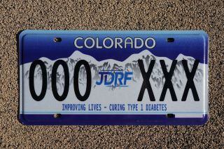 Colorado Juvenile Diabetes Awareness Sample License Plate