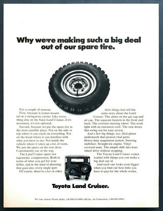 1972 Toyota Land Cruiser & Spare Tire Swingaway Carrier Photo Vintage Print Ad