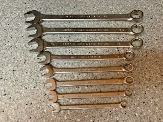 Vintage Klein Tools 8 Piece Combination Wrench Set 3/8 " To 1 " Made In Usa