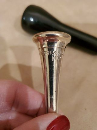 Vintage Silver Holton Farkas MDC French Horn Mouthpiece With Rubber Case 3
