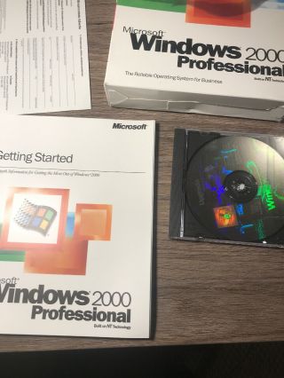Vintage Microsoft Windows 2000 Professional Upgrade CD w/Key & Box 2