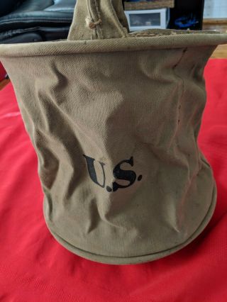 Vintage Wwii Us Army Canvas Field Collapsible Water Bucket Military Gear