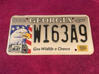 Georgia License Plate Vehicle Tag Ga Give Wildlife Chance Eagle May 2006 Wi6389
