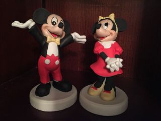 Vintage Disney Mickey & Minnie Mouse Ceramic Bisque Large Figurines - 7 " - Korea