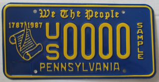 Pennsylvania 1987 We The People Sample License Plate Quality Us0000
