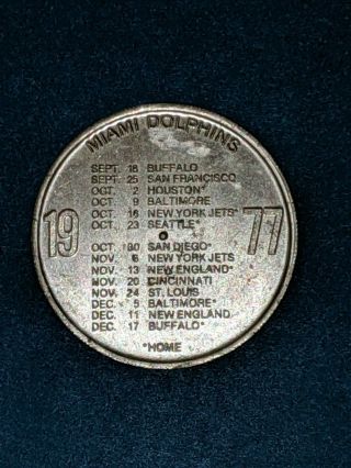 Pinch Old Scotch Whisky Coin Token 1977 Miami Dolphins Football Nfl Schedule