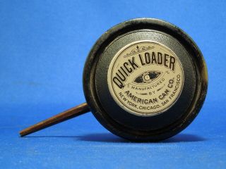 Vintage Black Gun Powder Quick Loader American Can Co.  Black Powder Can Tin