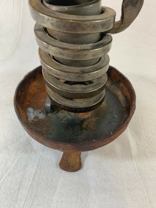 Vintage Wrought Iron Metal Spring Candle Holder Adjustable - 8” 3