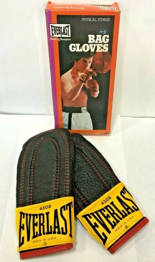 Vintage Everlast 4308 Leather Weighted Speed Bag Training Gloves Sparring Boxing