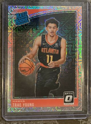 2018 - 19 Donruss Optic Choice Trae Young Mojo Silver Prizm Rc Rated Rookie Sp