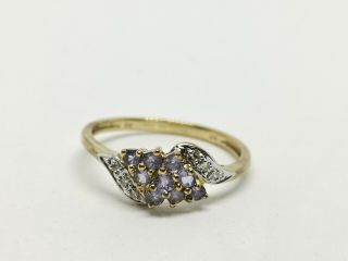 Stunning Quality Vintage Ladies 9ct Gold Topaz & Diamond Ring - Size R 1.  8gs