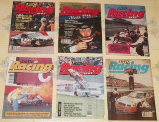 " Six " 1991 Issues Of " Nascar Dixie Racing News " Magazines - - Issues 3 - 4 - 8 - 9 - 12 - 15