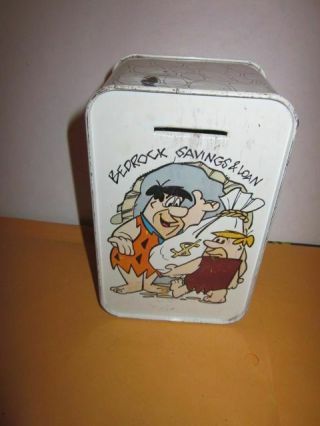 The Flintstones Vintage Bedrock Savings And Loan Tin Coin Bank
