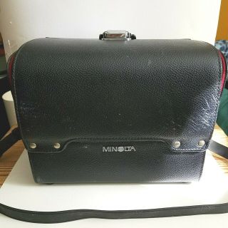 Vintage Minolta Camera Bag Hard Case Black And Red With Strap