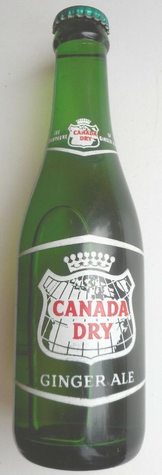 Full Bottle Vintage Canada Dry Ginger Ale 7 Oz; Painted Label