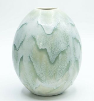Anderson Designs Vintage Mcm Style Vase Pottery Drip Glaze Celadon 90s Green