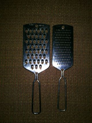 Vintage Foley Stainless Steel Hand Held Cheese Grater - Zester Set Of 2