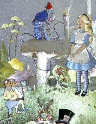Vintage Fj Warren Dufex Foil Art Print Alice In Wonderland 3d Effect 1994 8x10