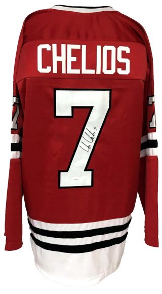 Chris Chelios Autographed Pro Style Red Jersey Jsa Authenticated