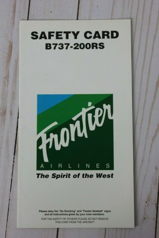 Frontier Airlines Boeing 737 - 200rs Safety Card - 1994