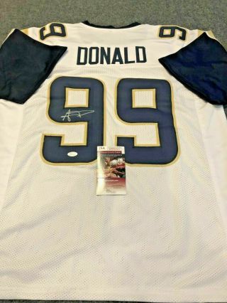 Aaron Donald Signed / Autographed L.  A.  Rams White Jersey Jsa Witness