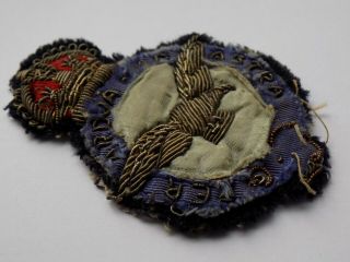 Vintage WW2 RAF ROYAL AIR FORCE King ' s Crown Bullion Badge 2