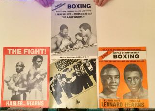 4 (four) Boxing Fight Programs - Ali,  Holmes,  Hearns,  Hagler,  Foreman,  Leonard